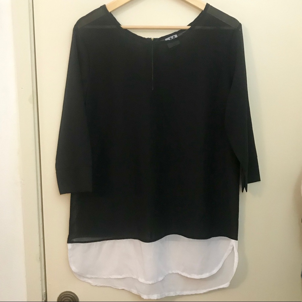 Sheer black and white tunic. Large JM collection